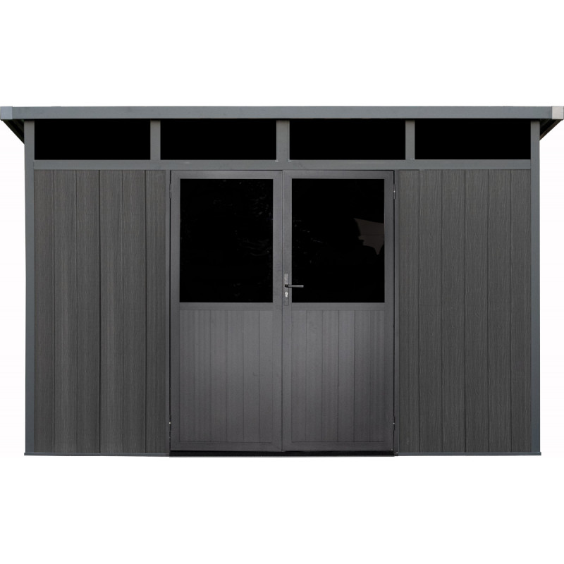 Abri Jardin Métal FLANDRE 8.95m² Gris - Cabane Rangement Portes Coulissantes