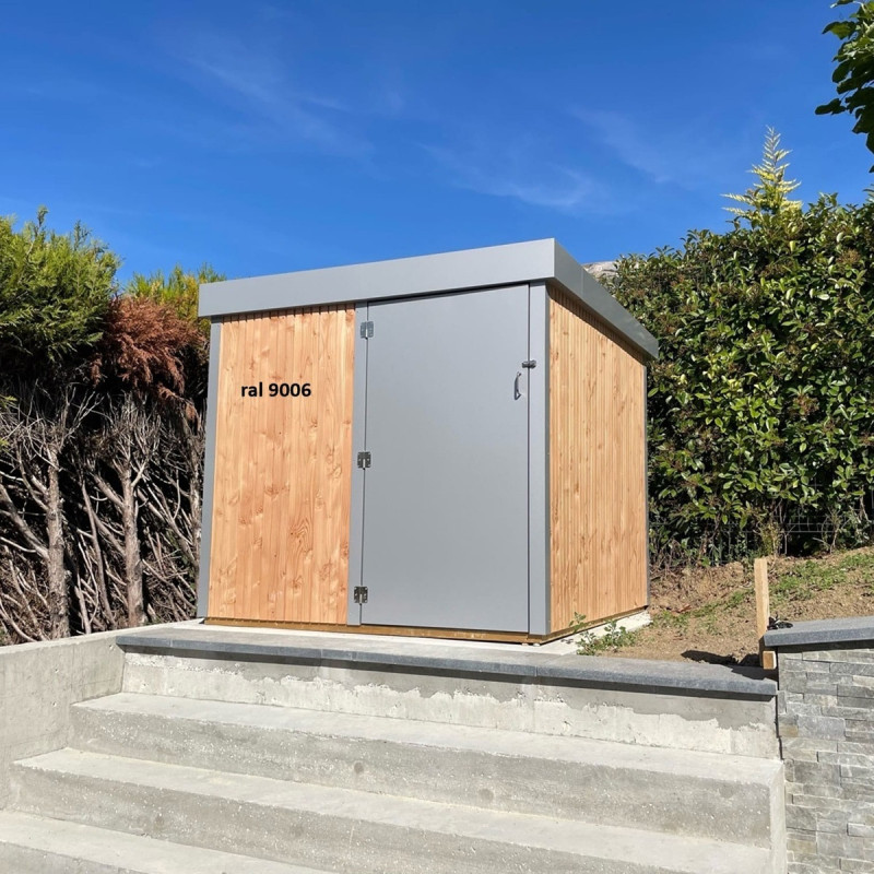 Abri en bois Douglas - 2m² - alu composite - col au choix - FStyle