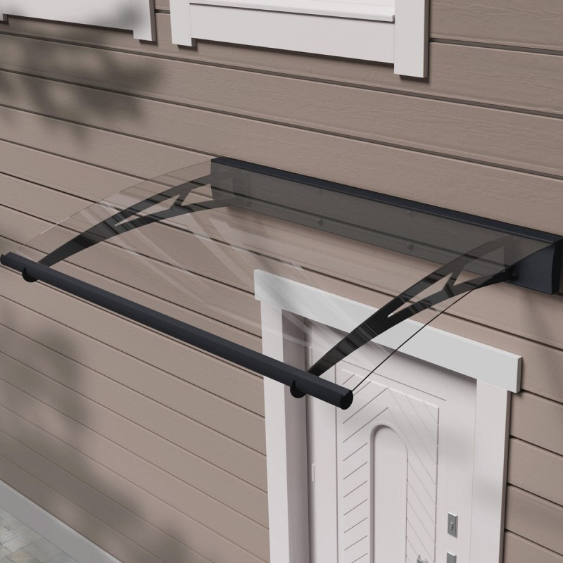 Auvent De Porte Transparent En Polycarbonate - 40x150 Cm, Protection UV Et Pluie, Autonettoyant, Installation Facile