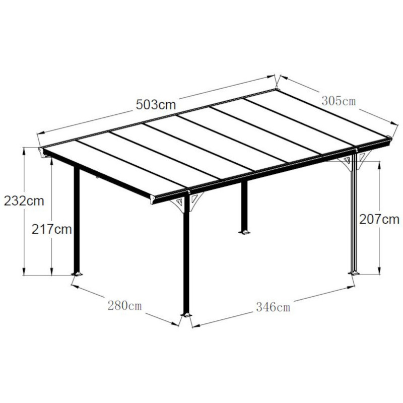 Carport Alice's Garden 15m² | Abri Voiture Aluminium Et Polycarbonate | 5x3m | Anthracite | Résistant Aux UV